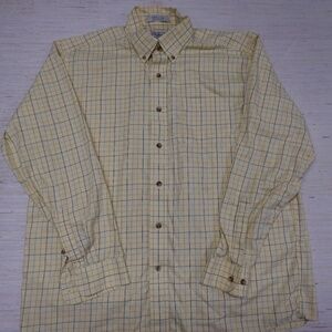 L.L.Bean Wrinkle-Free Button-Down Shirt Men’s XXL Yellow Plaid Traditional Fit
